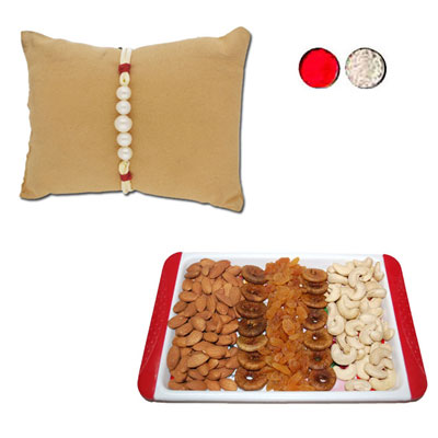 "Whispers Pearl Rakhi - JPJUN-23-058 (Single Rakhi), Dryfruit Thali - RD1000 - Click here to View more details about this Product